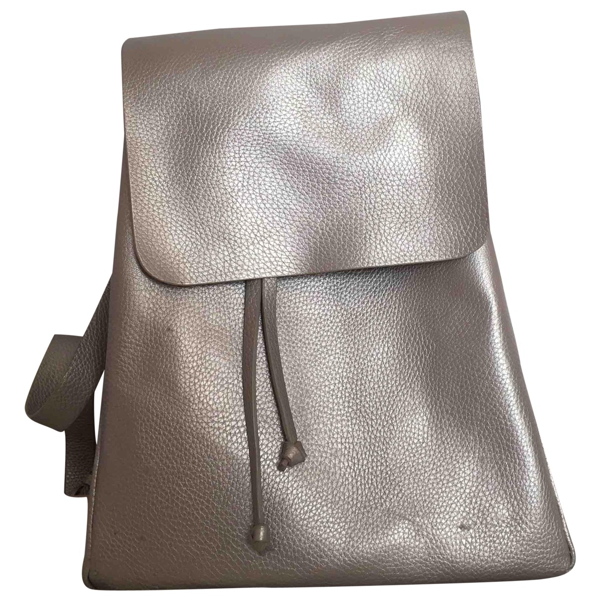 Patent leather backpack Zara Silver in 